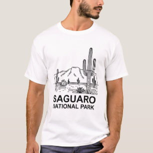 Camiseta Parque nacional Saguaro Arte de líneas mínimas