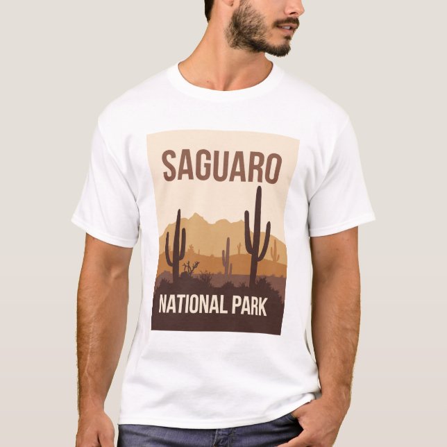 Camiseta Parque nacional Saguaro Arte de viajes mínimo (Anverso)