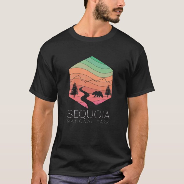 Camiseta Parque nacional Sequoia Campo Retro Forestal de Ca (Anverso)