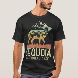 Camiseta Parque nacional Sequoia Montaña Retro Vintage Elk