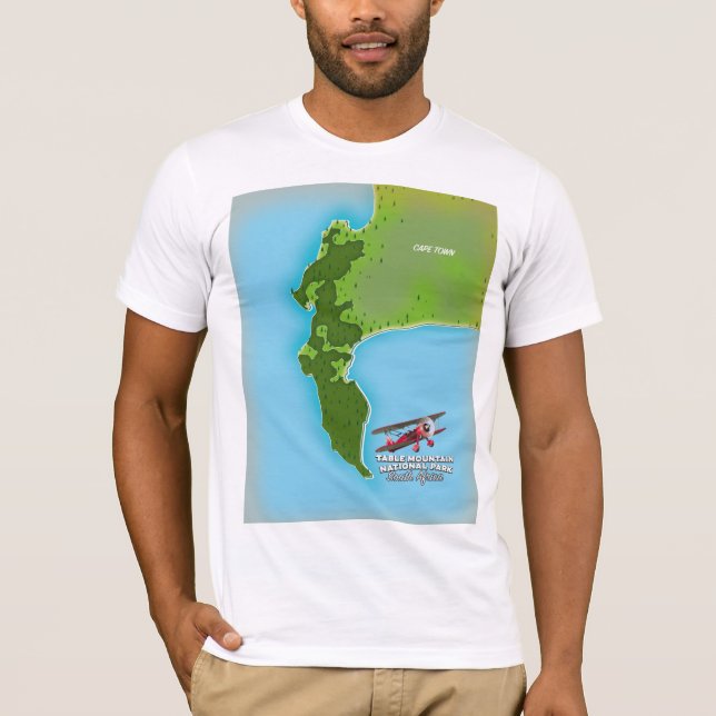 Camiseta Parque Nacional Table Mountain Sudáfrica mapa (Anverso)