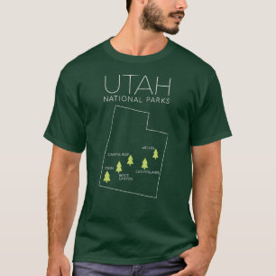 Camiseta Parque nacional Utah Mapa de Arcos del Cañón Zion 