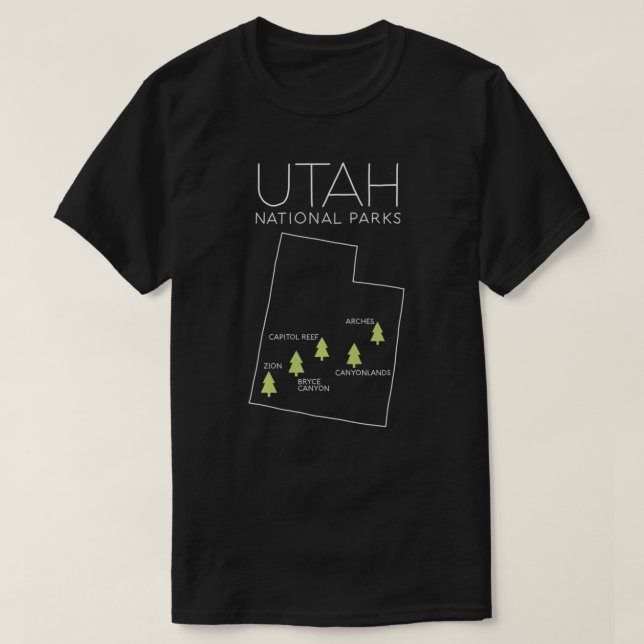 Camiseta Parque nacional Utah Mapa del cañón Zion Bryce Arc (Diseño del anverso)