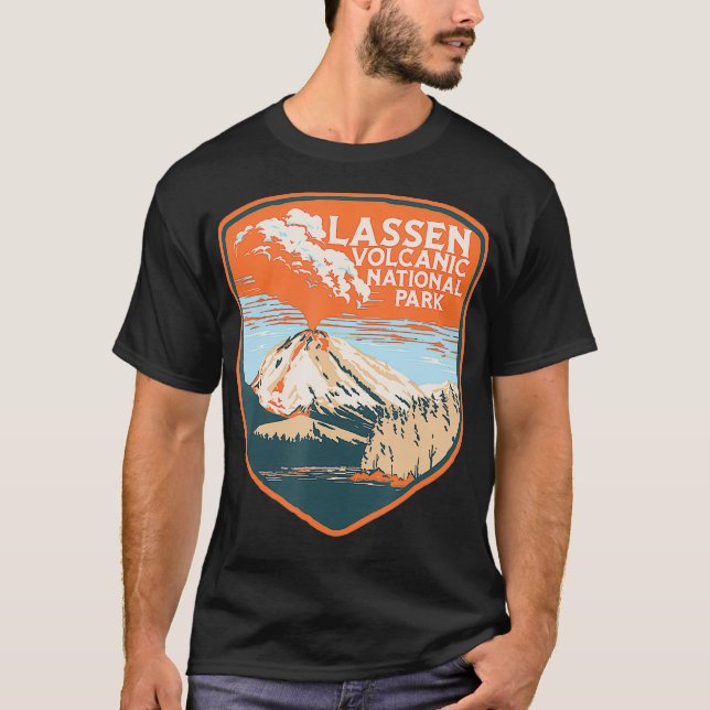 Camiseta Parque Nacional Volcán Retro de Lassen (Anverso)