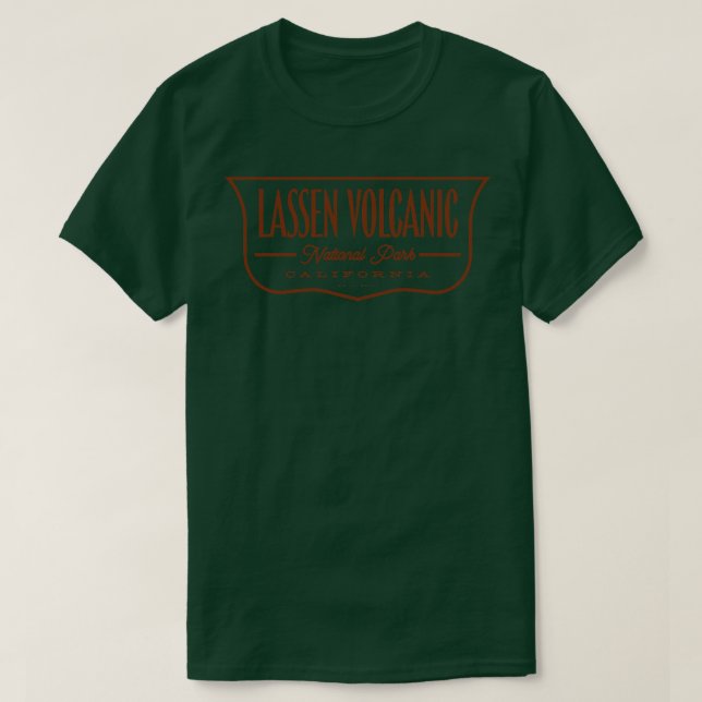 Camiseta Parque nacional volcánico de Lassen Shield Brown (Diseño del anverso)