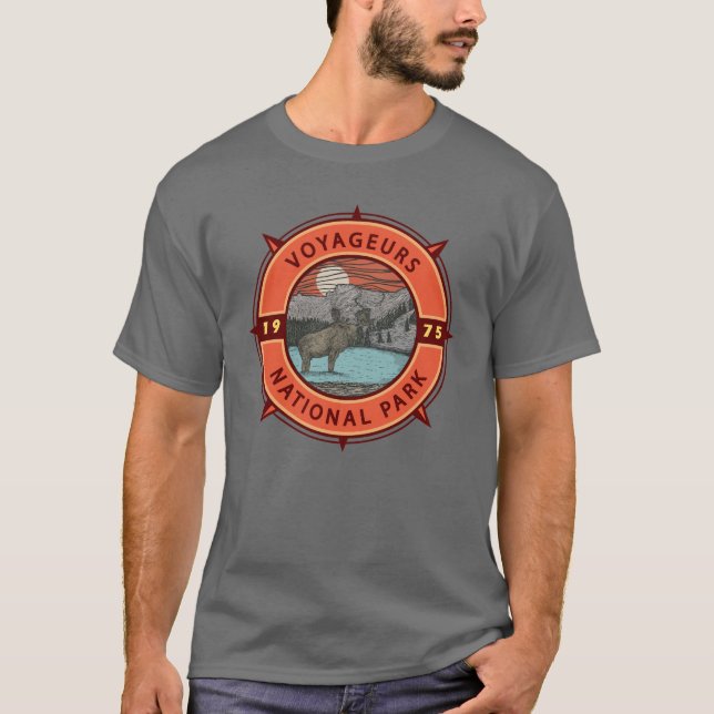 Camiseta Parque nacional Voyageurs Emblema de la brújula Mo (Anverso)