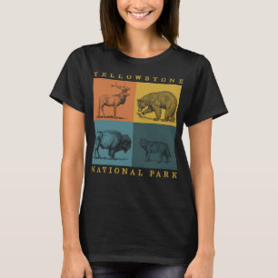 Camiseta Parque nacional Yellowstone Animales Retro Elk Bis