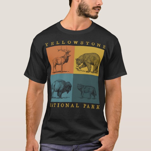 Camiseta Parque nacional Yellowstone Animales Retro Elk Bis (Anverso)