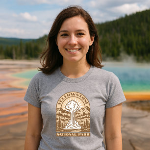 Camiseta Parque nacional Yellowstone Art Deco retro