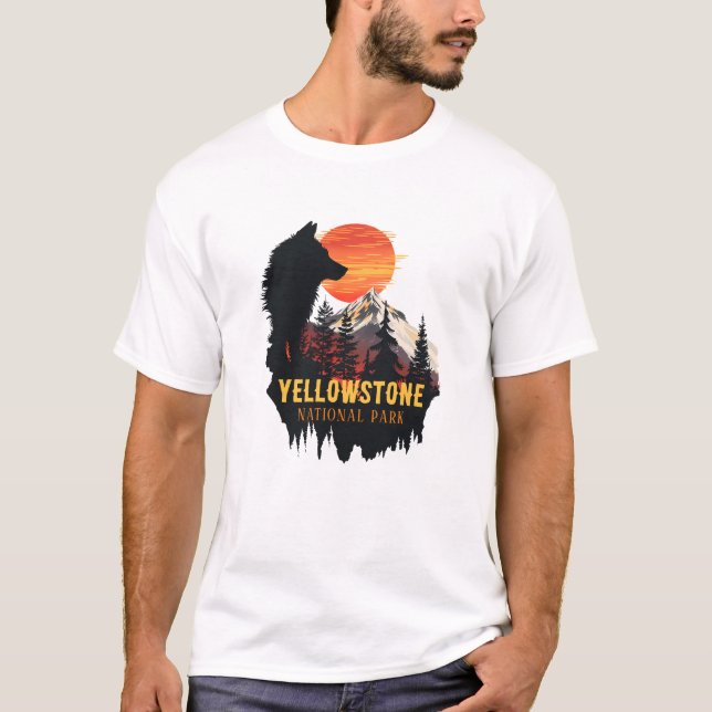 Camiseta Parque nacional Yellowstone, arte de la puesta de  (Anverso)