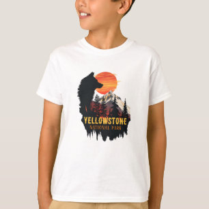 Camiseta Parque nacional Yellowstone, arte de la puesta de 