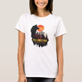 Camiseta Parque nacional Yellowstone, arte de la puesta de