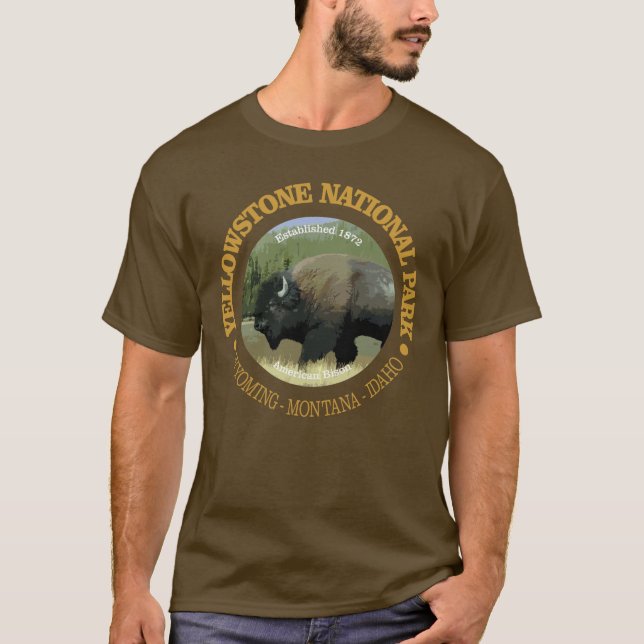 Camiseta Parque nacional Yellowstone (bison) (Anverso)