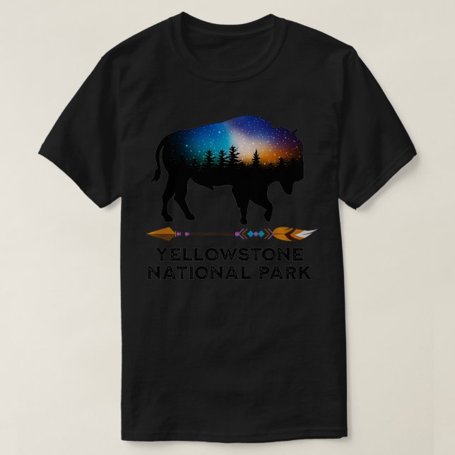Camiseta Parque nacional Yellowstone Bison Night Sky Vacati (Diseño del anverso)