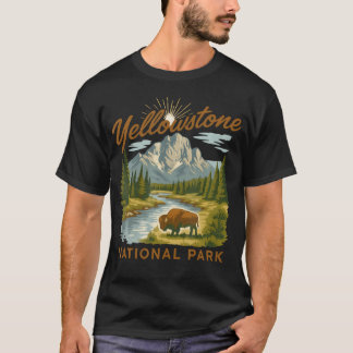 Camiseta Parque Nacional Yellowstone Bison Río de la Montañ