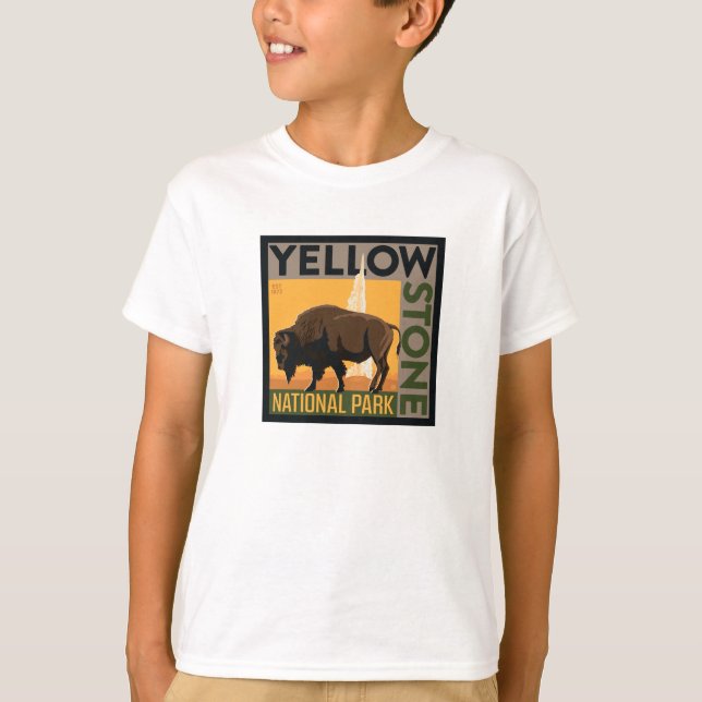 Camiseta Parque nacional Yellowstone | Búfalo (Anverso)