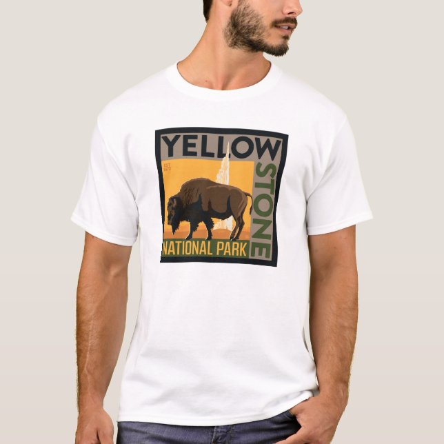 Camiseta Parque nacional Yellowstone | Búfalo (Anverso)