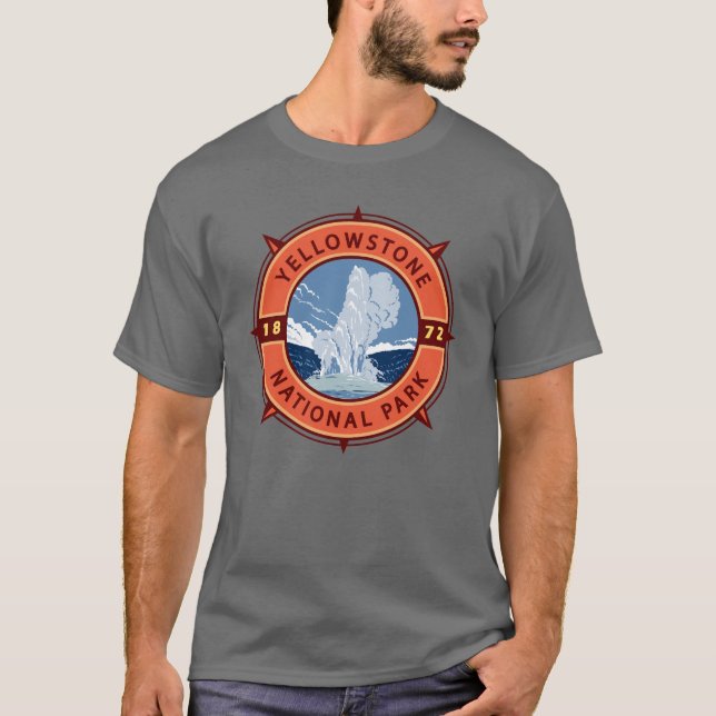 Camiseta Parque nacional Yellowstone Compass Retro Emblem (Anverso)