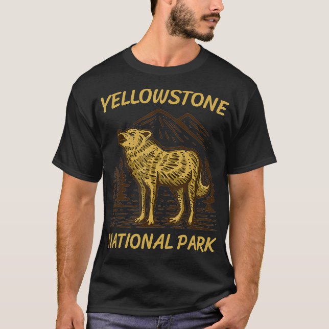 Camiseta Parque nacional Yellowstone Gray Wolf Vintage (Anverso)