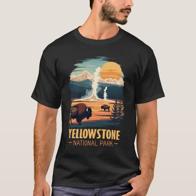 Camiseta Parque nacional Yellowstone Ilustracion Bison (Anverso)