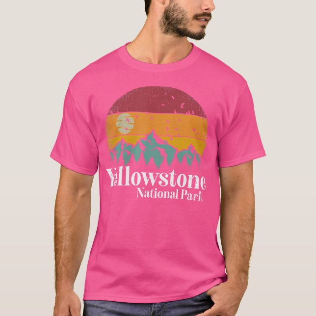 Camiseta Parque nacional Yellowstone Montañas Retro Senderi (Anverso)
