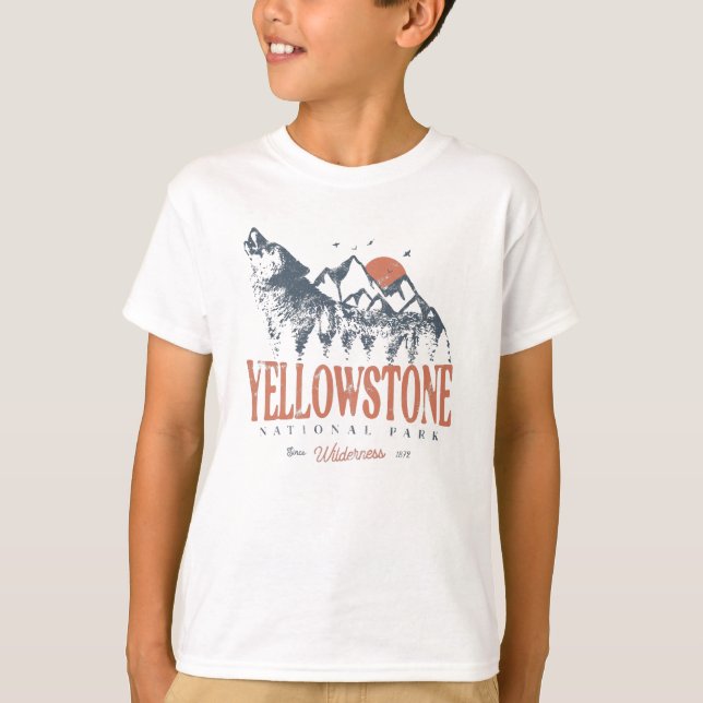 Camiseta Parque nacional Yellowstone Montañas Wolf (Anverso)