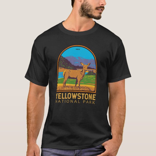 Camiseta Parque nacional Yellowstone Mule Deer Vintage (Anverso)