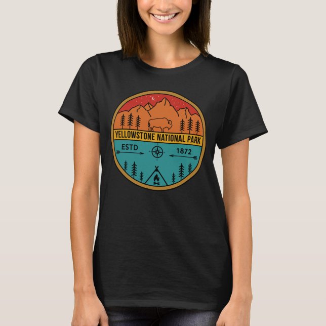Camiseta Parque nacional Yellowstone Retro Wyoming USA Biso (Anverso)