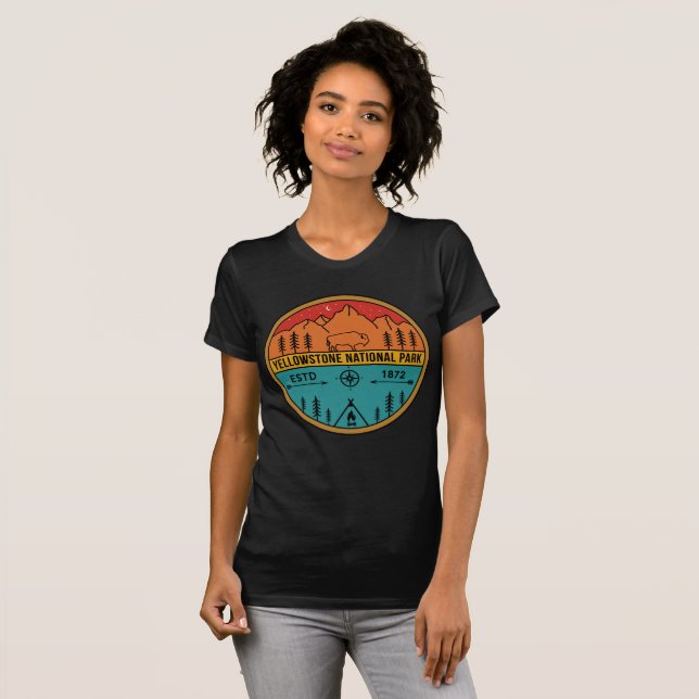 Camiseta Parque Nacional Yellowstone Retro Wyoming USA Biso (Anverso completo)