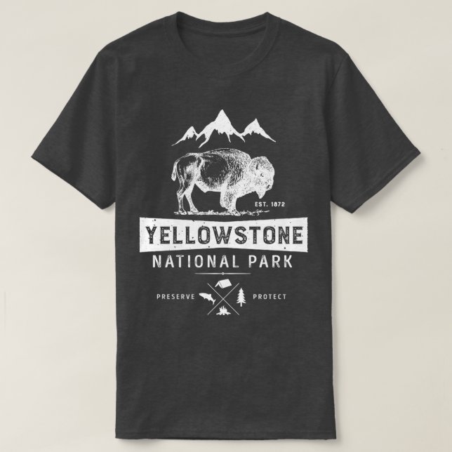 Camiseta Parque nacional Yellowstone US Bison Buffalo Vinta (Diseño del anverso)