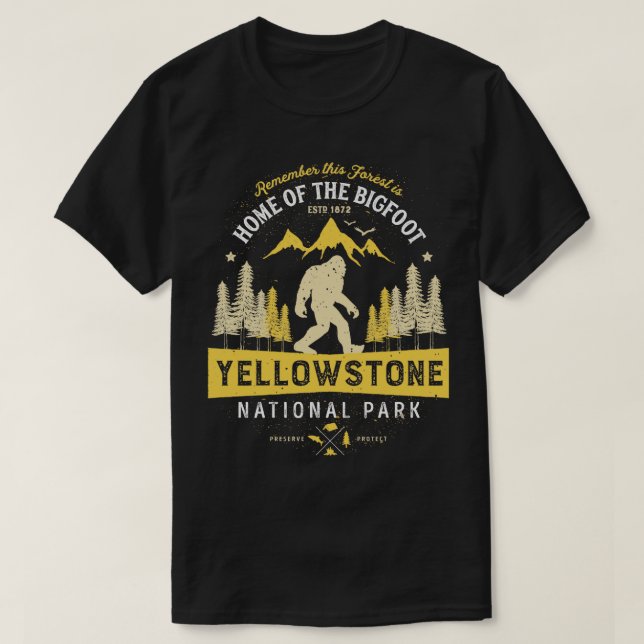 Camiseta Parque nacional Yellowstone Vintage Bigfoot Hombre (Diseño del anverso)