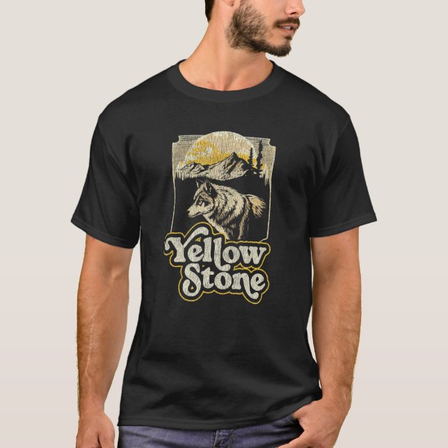 Camiseta Parque nacional Yellowstone Wolf Vintage (Anverso)