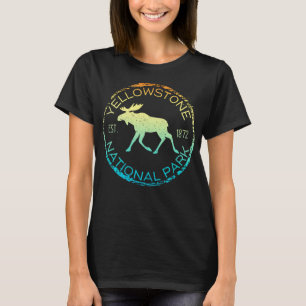 Camiseta Parque nacional Yellowstone Wyoming Retro Moose Hi