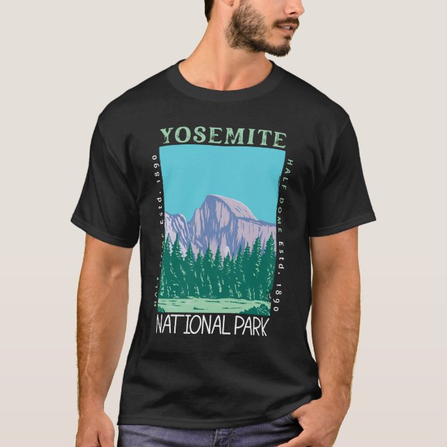 Camiseta Parque nacional Yosemite a mitad de cúpula retro a (Anverso)