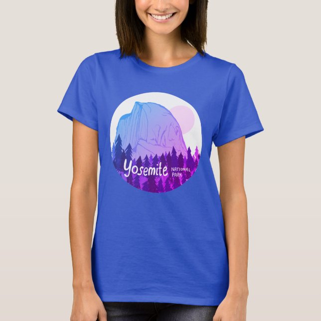 Camiseta Parque nacional Yosemite Half Dome Purple BLue (Anverso)