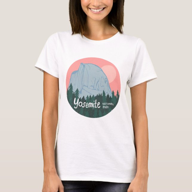 Camiseta Parque nacional Yosemite Media Cúpula rosa (Anverso)
