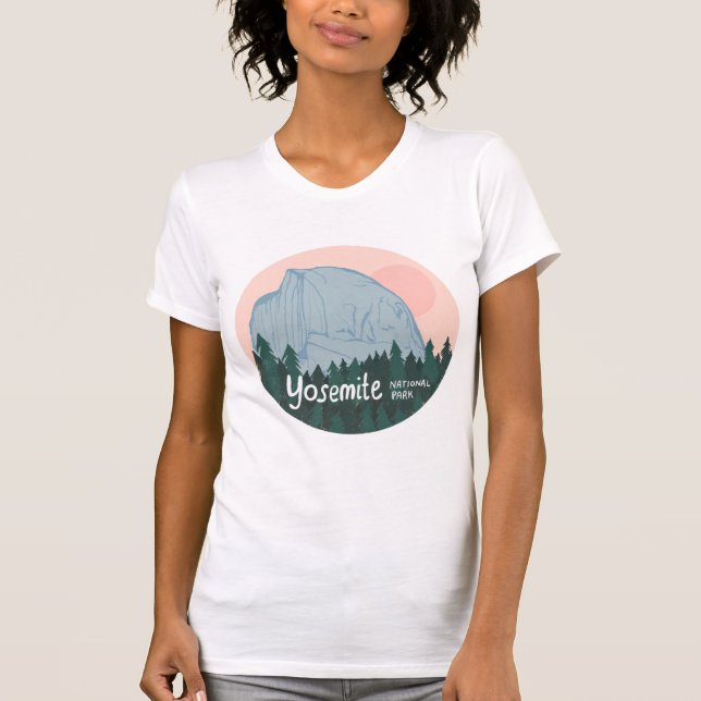 Camiseta Parque nacional Yosemite Media Cúpula rosa (Anverso)