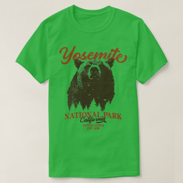 Camiseta Parque nacional Yosemite Retro Bear Negro de Calif (Diseño del anverso)