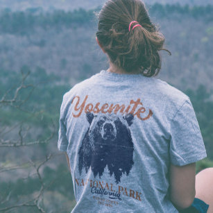 Camiseta Parque nacional Yosemite Retro Bear Negro de Calif