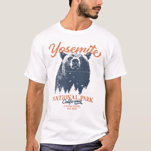 Camiseta Parque nacional Yosemite Retro Bear Negro de Calif (Anverso)