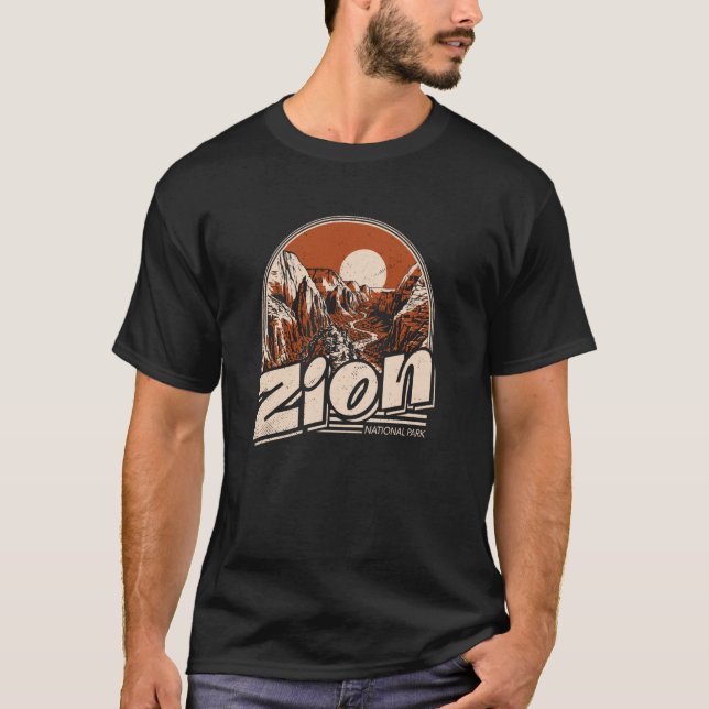 Camiseta Parque Nacional Zion Estilo Retro Deteriorado (Anverso)