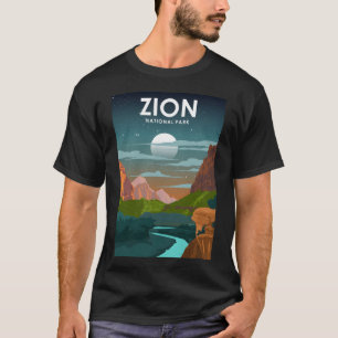 Camiseta Parque nacional Zion Noche Sky Stars Viajes de épo