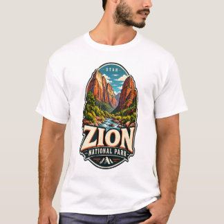 Camiseta Parque Nacional Zion Sello de Viaje Vintage