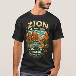 Camiseta parque nacional zion utah cañón retro senderismo