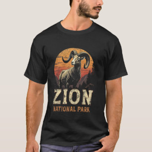 Camiseta Parque Nacional Zion Vintage Fauna Retró Bighorn
