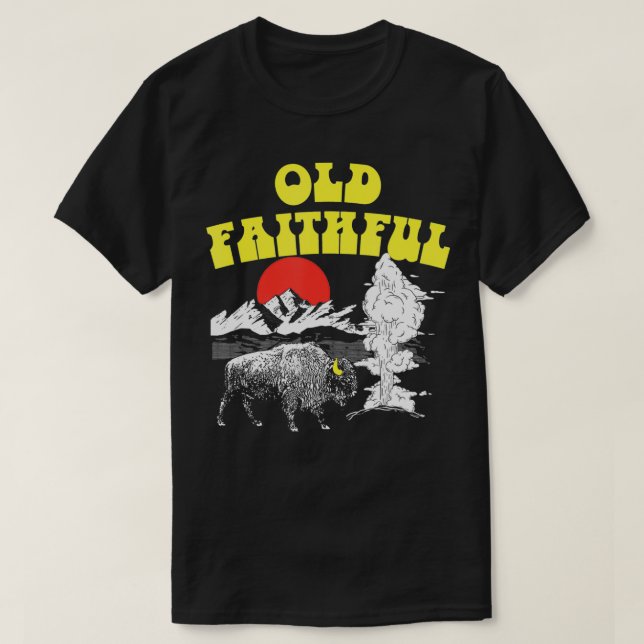 Camiseta Parque Retro Geyser Bison 8 de Old Faith Yellowsto (Diseño del anverso)