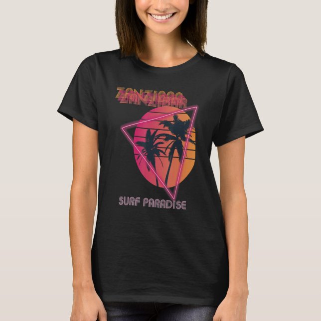 Camiseta Parque Surf Zanzibar Retro Beach Palm Tree Vacat (Anverso)