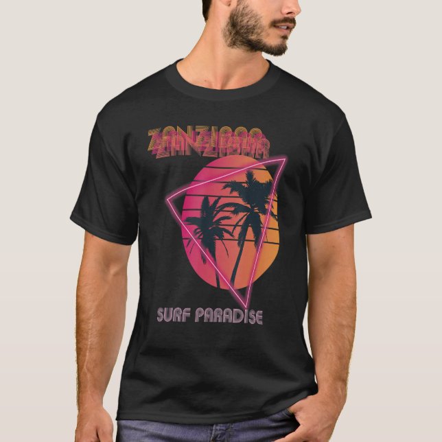 Camiseta Parque Surf Zanzibar Retro Beach Palm Tree Vacat (Anverso)