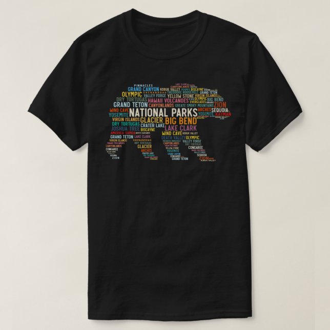 Camiseta Parques nacionales Lista de Estados Unidos Camping (Diseño del anverso)