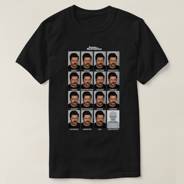 Camiseta Parques y recreo a muchos rostros de Ron Premium (Diseño del anverso)